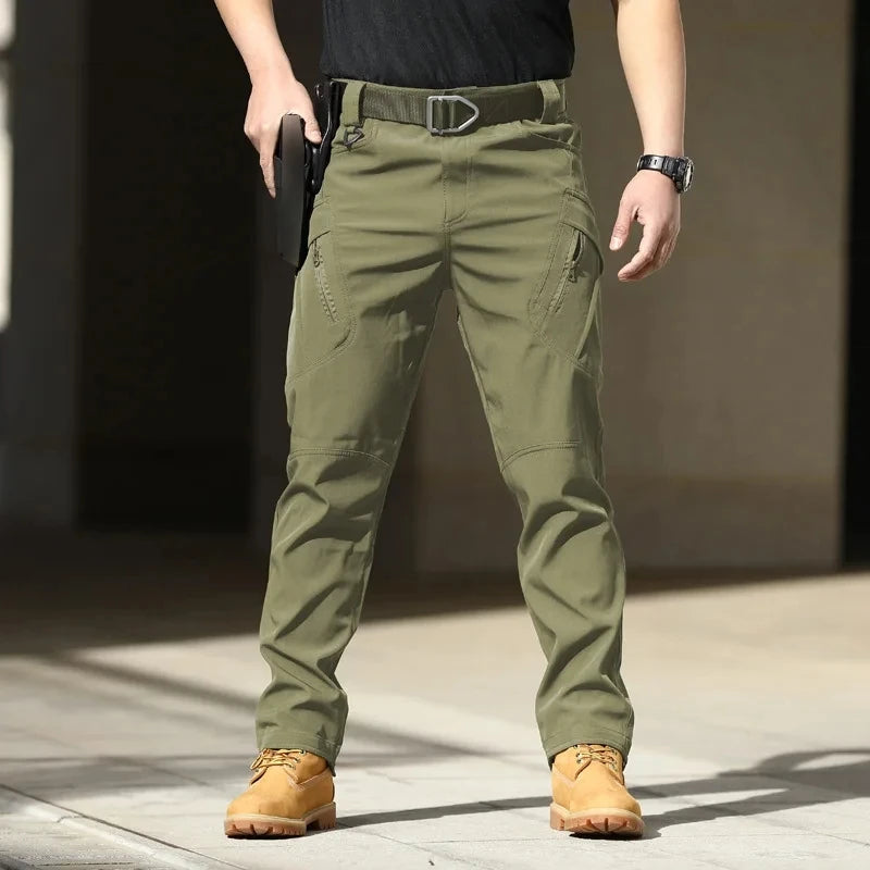 Men'S Tactical Cargo Pants - Softshell, Stretchy Fabric, Multiple Pockets, Button Fly, No Belt, All-Season Outdoor Training Pant