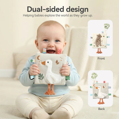 Soft Baby Comfort Blanket with Teether, Sensory Plush Security Toy for Infants, Cute Animal Butterfly/Bear/Elephant Design with