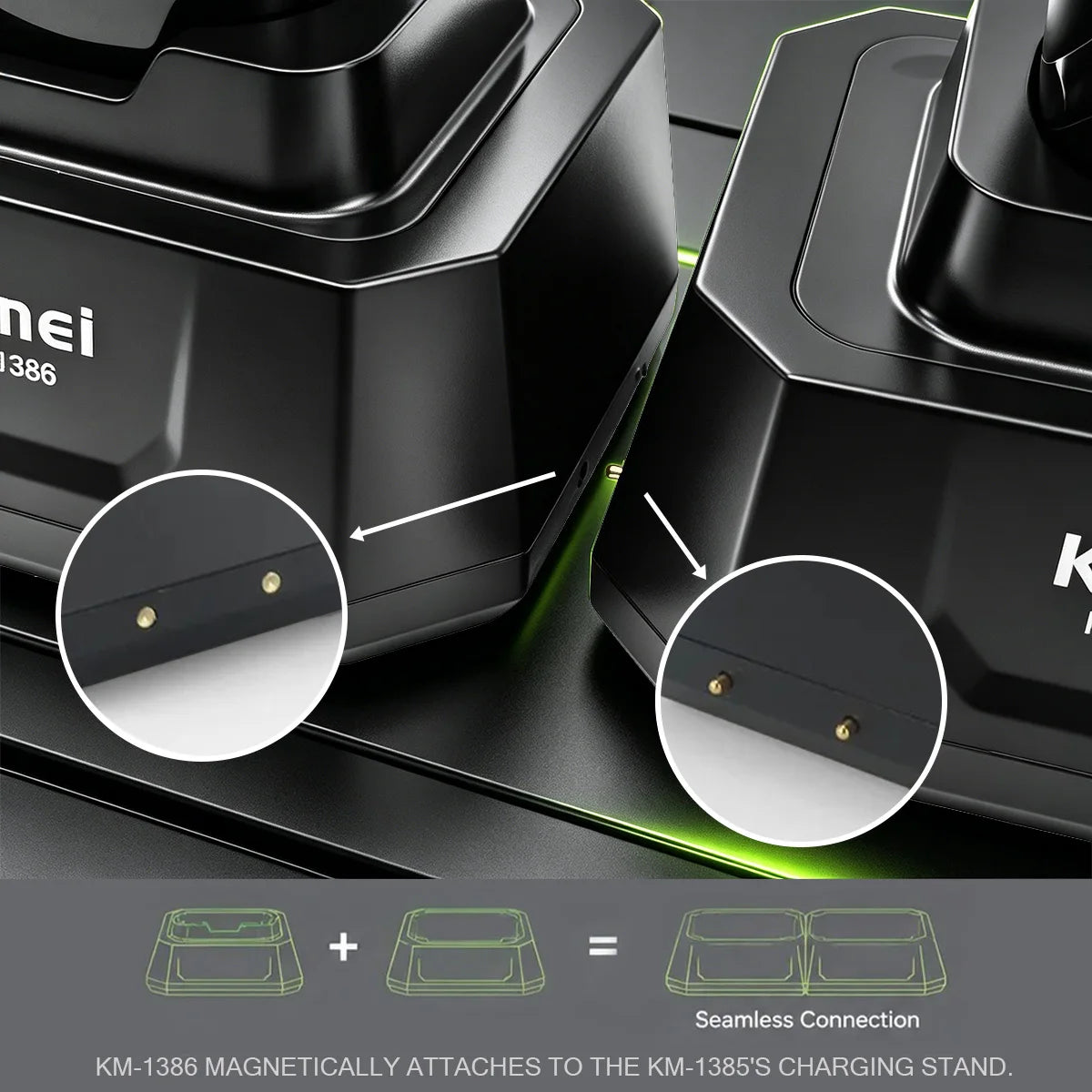 Kemei Professional Hair Clipper LED Display Trimmer Charging Base Hair Care Appliance Adjustable Clipper for Men KM-1385 KM-1386