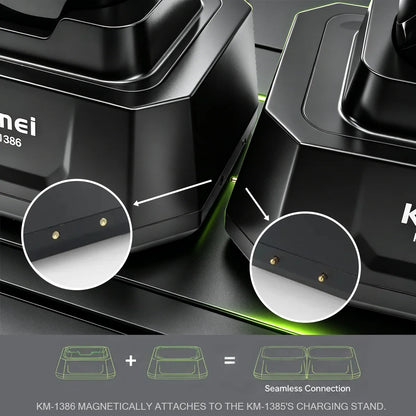 Kemei Professional Hair Clipper LED Display Trimmer Charging Base Hair Care Appliance Adjustable Clipper for Men KM-1385 KM-1386