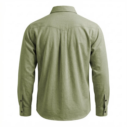 Comfortable Men's Shirt Loungewear Thin Lightweight Cotton Long Sleeve Top Shirts Solid Color Casual Business Chest Pocket Male