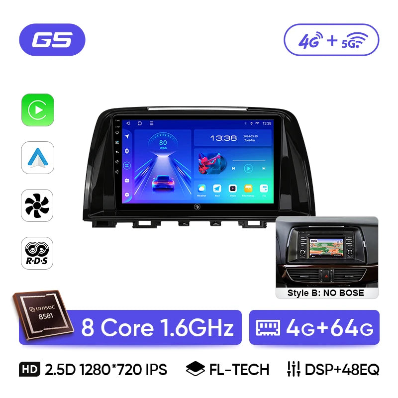 Ainavi Car Multimedia Player For Mazda 6 GJ Atenza 2013 2014 2015 Touring Sport GT wireless Carplay Android Auto 4G Wifi 2din