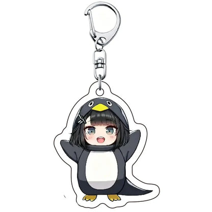 Gugugaga Penguin Keychains Anti-stress Keycap Keychains Cute Penguin Girl Keyrings Bag Charms Gifts 키캡