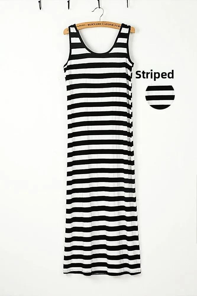 Summer Thin Modal Long Dress Women Loose Black Versatile Dress Strap Vest Skirt Sleeveless Large Size A-Line Korean Style