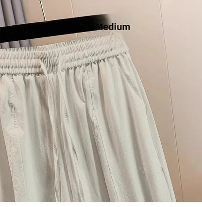 Casual Ice Silk Quick Dry Nine-Piece Flower Bud Pants Women Summer Thin Loose High Waist Draping Lantern Pants