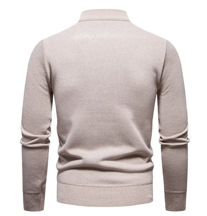Men's Fall Winter Half-Zip Stand Collar Fleece Pullover Sweater, Casual Youth Trend Plain Knit Top, Comfortable Versatile Clothi