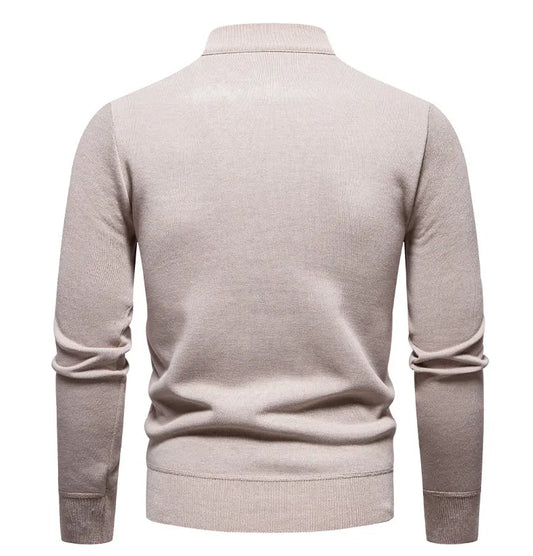 Men's Fall Winter Half-Zip Stand Collar Fleece Pullover Sweater, Casual Youth Trend Plain Knit Top, Comfortable Versatile Clothi