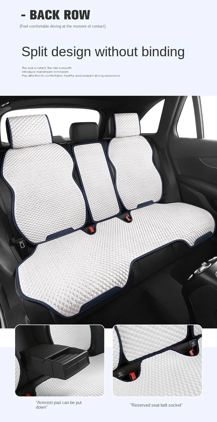 Universal Ice Silk Car Seat Cushion Breathable Seat Cover Sweat Absorption Cool Cushion Universal Split Single Sitting Rear Set