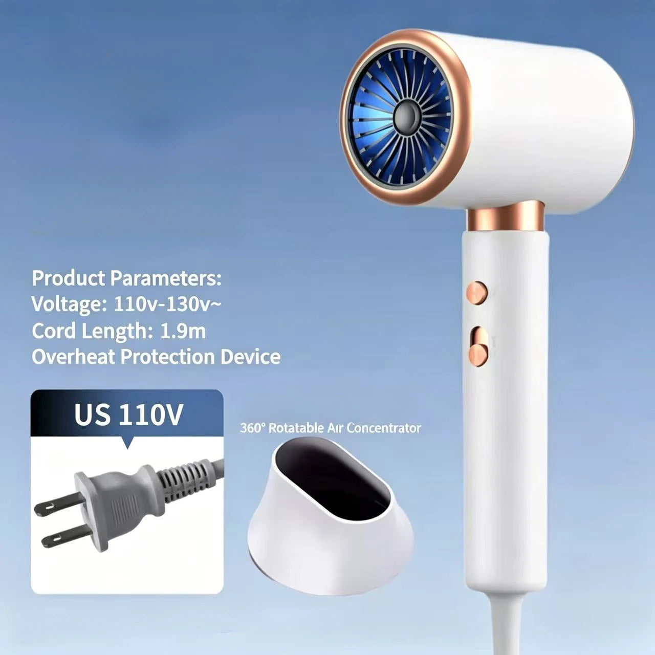 2400W High-Power 15 Second Fast Drying Negative Ion Constant Temperature Hot And Cold Air High-Speed Hair Dryer EU/US/UK Plug