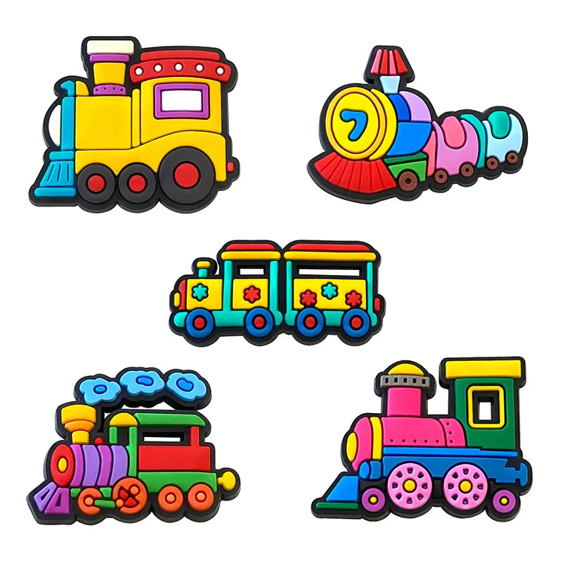 Cute little train Good Quality Shoes Charms 5-100PCS PVC DIY Shoe bag Accessories For enthusiasts Wristband Kids Party Gifts