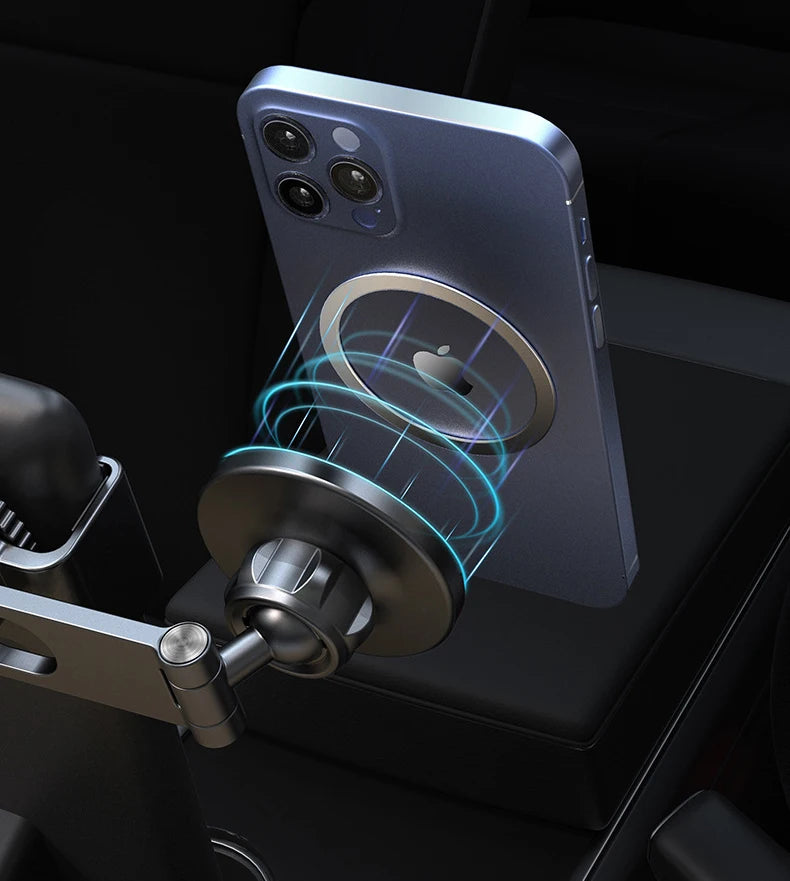 For Tesla Model 3 X Y S BYD Center Control Display Slide Rail Phone Holder Magnetic Car Phone Holder for iPhone 15 14 13 12