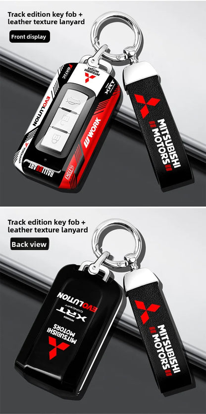 Car ABS Racing Style Key Shell Key Bag Cover Key Rings For Mitsubishi Outlander Eclipse Cross Pajero Lancer Evolution RALLIART