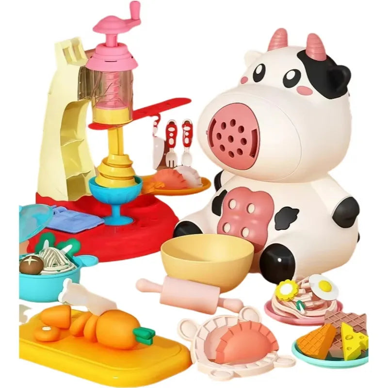 Kids Colored Clay Noodle Machine DIY Play Dough Tools Ice Cream Plasticine Mold Kits Puzzle Toys for Boys Girls Birthday Gift