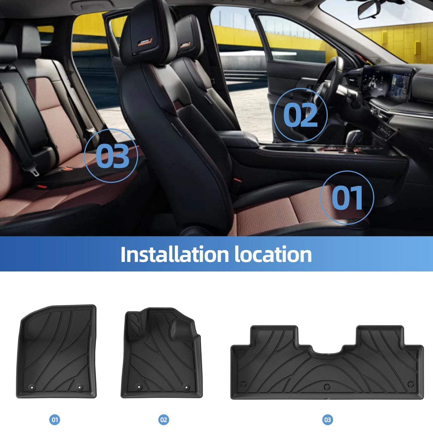 Right Drive for Geely Starray EM-i 2025 2026 Car Floor Mats Cargo Liner Trunk Pad TPE 3D Foot Mat All Weather BLACK