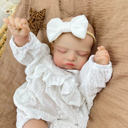 AONPENG 18 inch Realistic Asleep Reborn Baby Doll with Cloth Body 45 CM 3D-Skin Doll Fashion Birthday Gift for Collectors