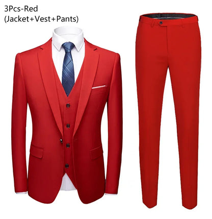 Men Suits Wedding 3 Pieces Elegant 2 Outfit Set Blazers Fashion  Business Classic Jackets Vest Pants 2024 Formal Clothing