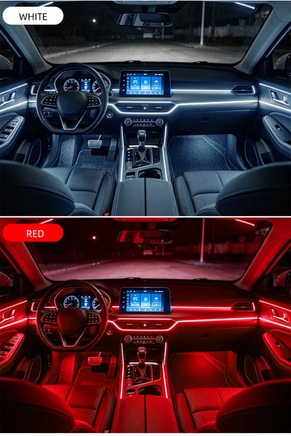 Car 4/5/6in1 Interior Decoration Ambient RGB Fiber-Optic Light Strip USB Dashboard Neon Light Strip App Control Accessories
