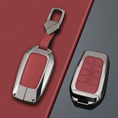 Zinc Alloy + PU Leather Car Key Case Cover For 2019-2025 Land Cruiser Highlander Camry Sienna Venza Hilux Fortuner Corolla Prius