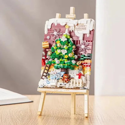Christmas Sleigh Hanging Painting Building Block Set DIY Creative Drawing Board Assembly Ornaments Children's Toys Gifts