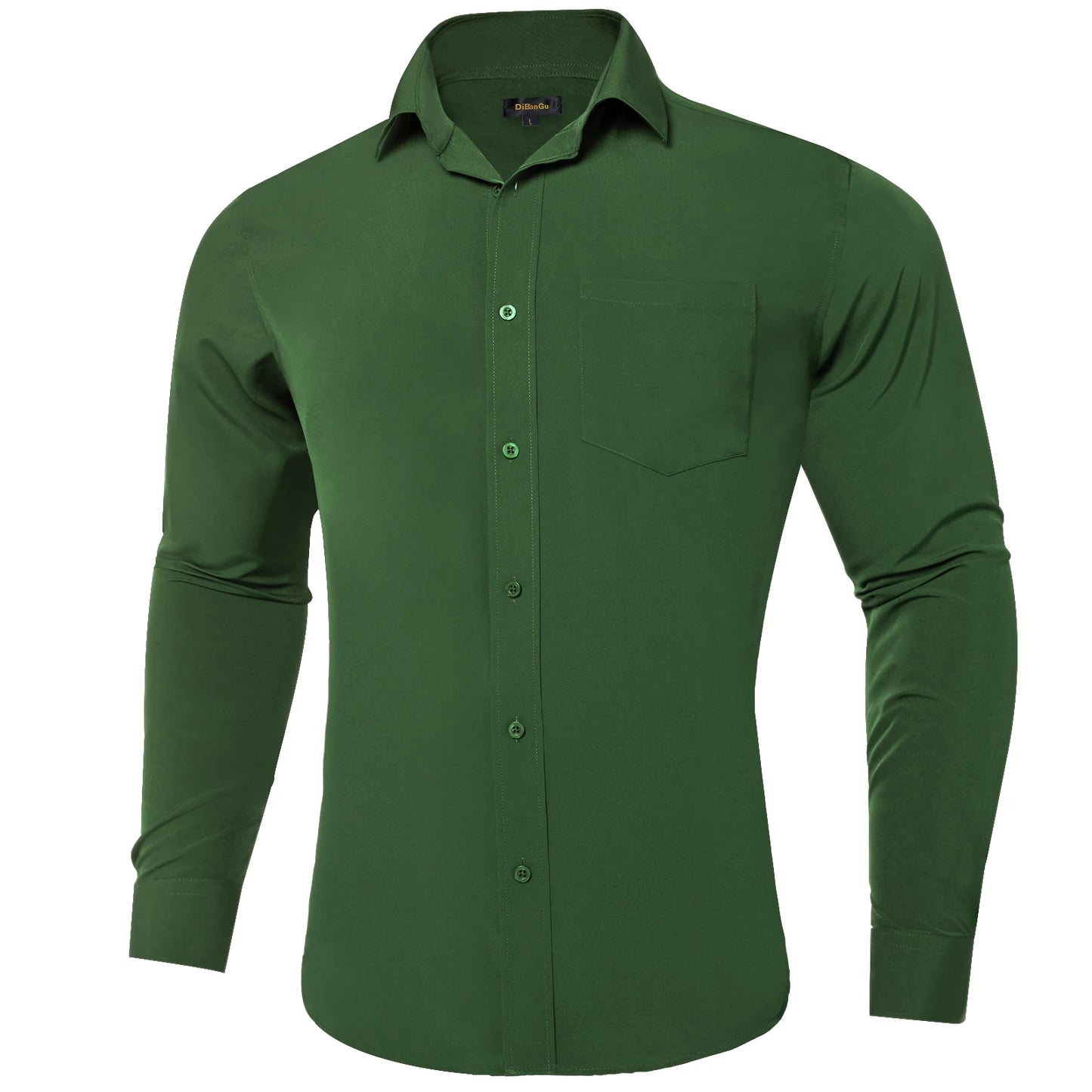 Solid Men Shirts Long Sleeve Cotton Polyester Blue Green Yellow Classic Basic Casual Slim Business Office Shirts Clothes