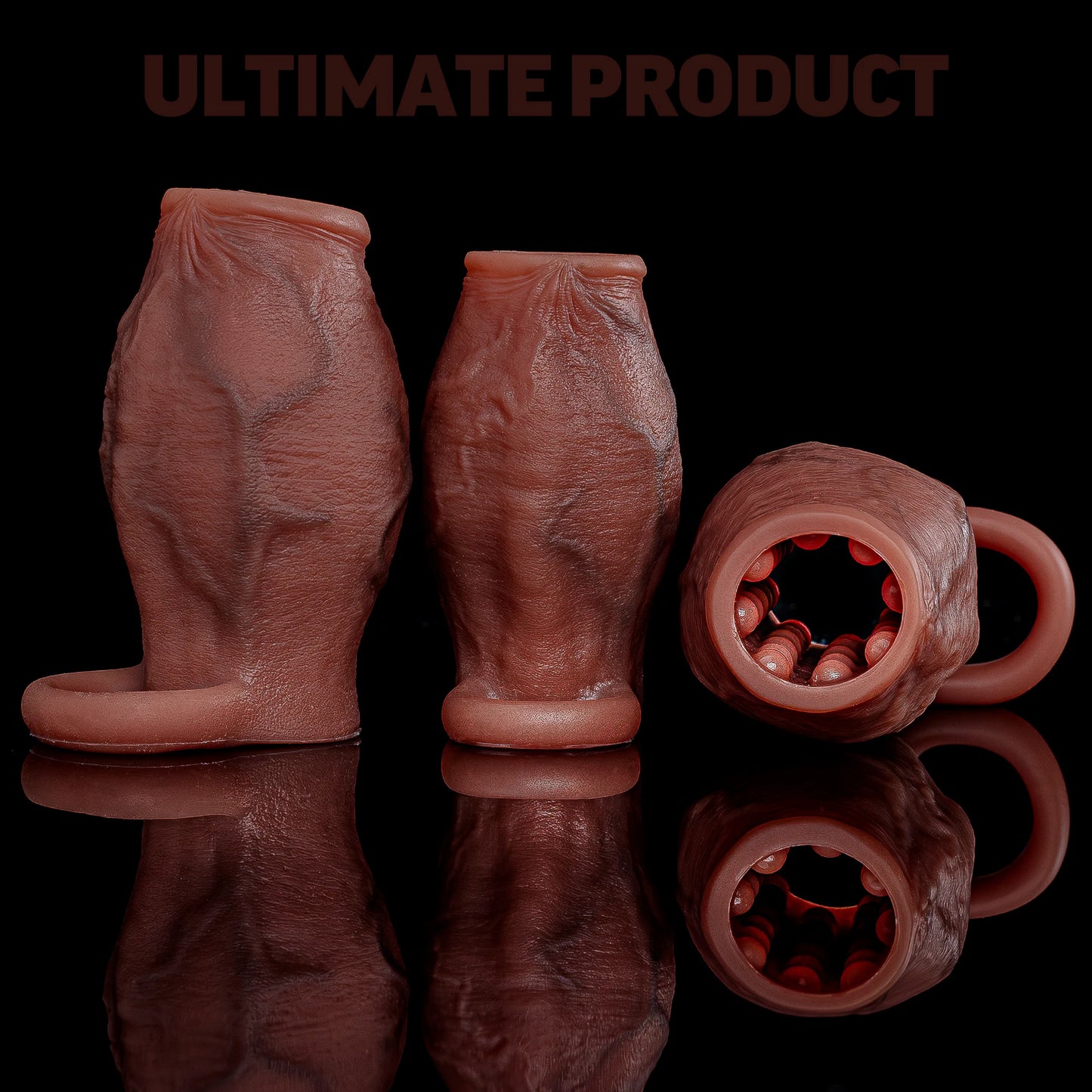 Open-Head Penis Sleeve with Round Granular Beads Dots-Silicone Male Delay Lock Sperm Ejaculation Reusable Cock Extender Sex Toy