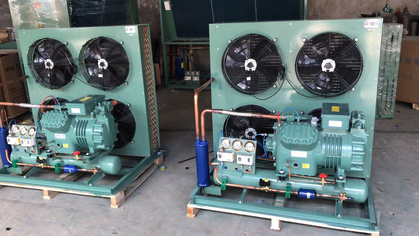 Industrial Hermetic Compressor Three Phase 3 4 5 6 8HP Air-Water Cooled Condensing Unit with Motor for Freezer Refrigeration
