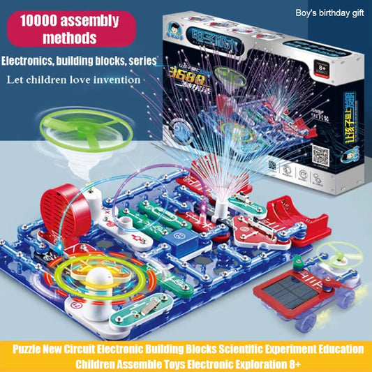 Puzzle New Circuit Electronic Building Blocks Scientific Experiment Education Children Assemble Toys Electronic Exploration 8+