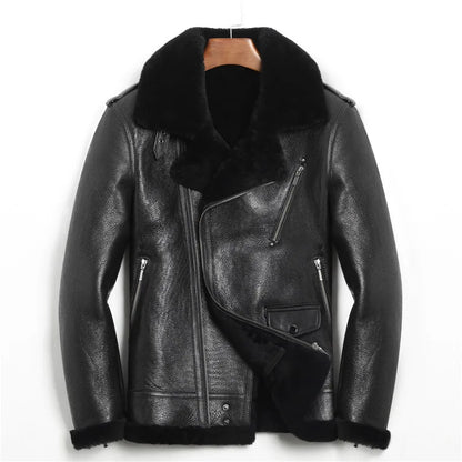 Tcyeek Natural Sheepskin Fur Coat Genuine Leather Jacket Men Winter Clothes Warm Motocycle Jackets Mens Coats Куртка Мужская