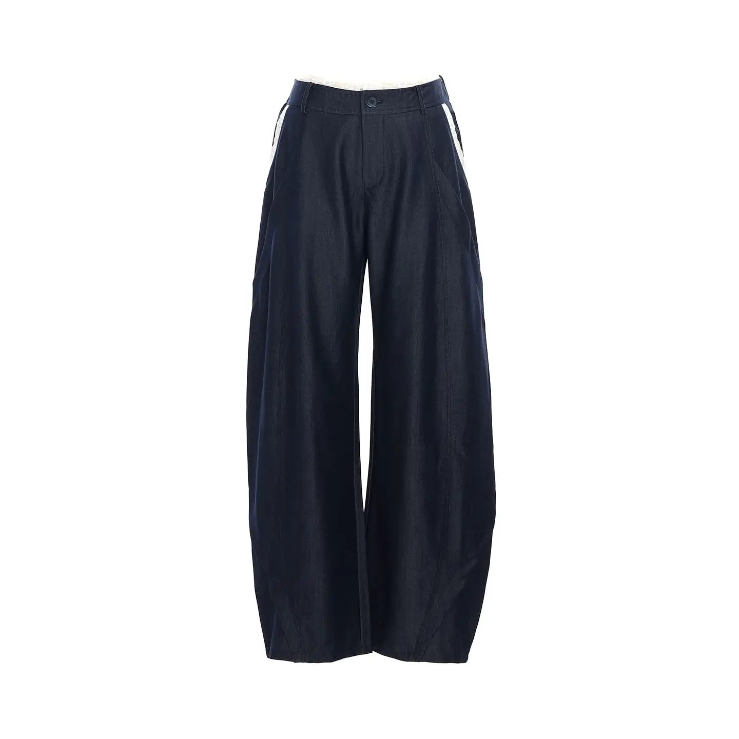 American-style retro loose wide-leg pants, lightweight curved pants, cool lace splicing, versatile casual pants for women