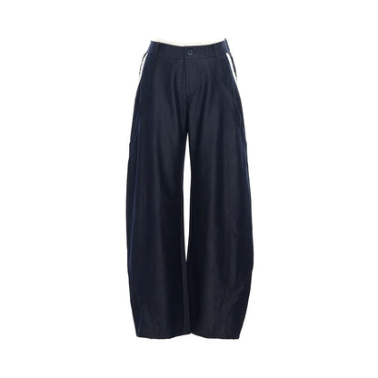 American-style retro loose wide-leg pants, lightweight curved pants, cool lace splicing, versatile casual pants for women
