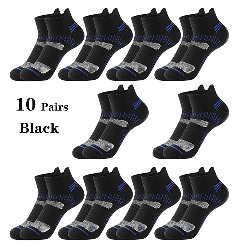 10 Pairs Running Ankle Socks Men Cotton Breathable Soft Short Socks Casual Black White Athletic Fitness Sport Socks