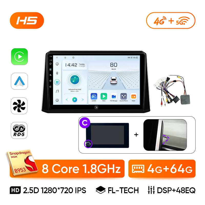 Ainavi Car Multimedia For Toyota Corolla 2019-2026 E210 Wireless Carplay Android Auto 4G Car Radio DSP Stereo IPS Screen 2 Din