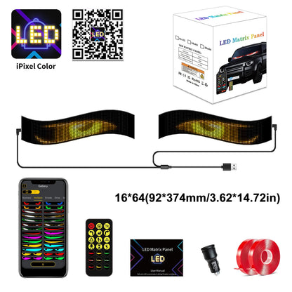 1/2PCS Devil Eyes Light USB-Powered LED Matrix Panel DIY Programmable Flexible LED Screen with App Control for Cars Windshield