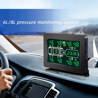 Truck Car Tire Pressure Monitor System Solar TPMS 6 /8 Internal And External Sensors LCD Display Tyre  Alarm Monitor Auto Tester