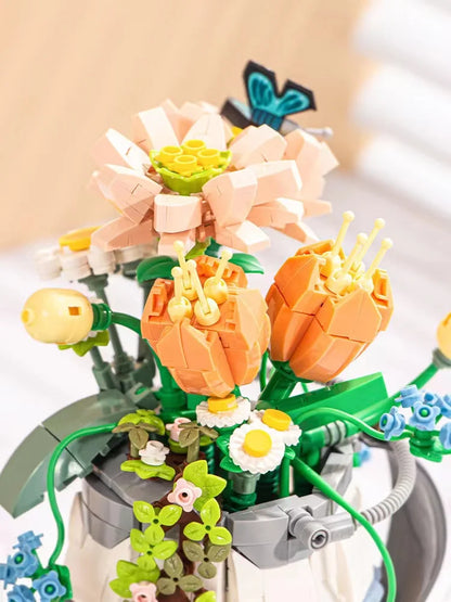 Mini Flower Spray Pot Building Blocks Set for Boys And Girls Meaty Plant Home Decoration Creative Children's Toy Gift