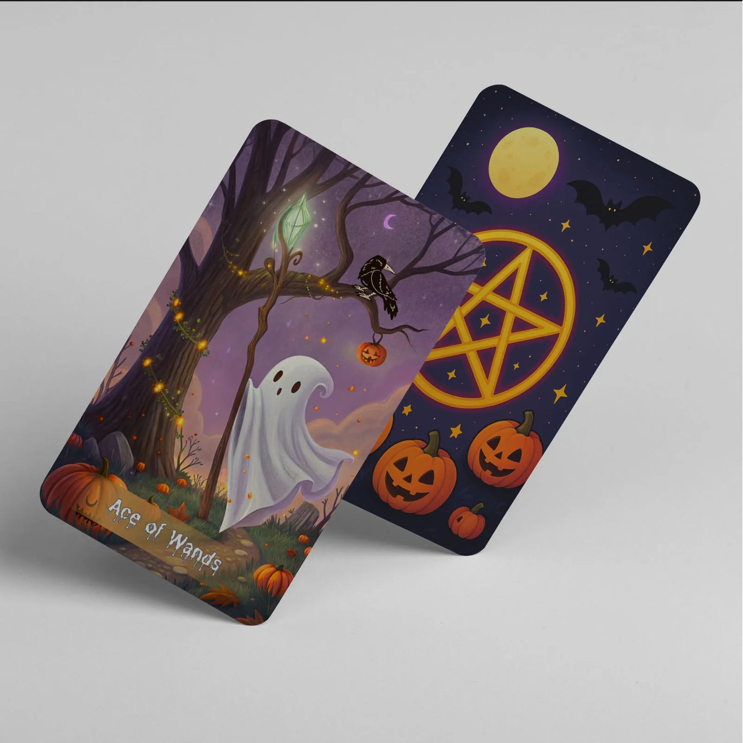 78 Card Spooky Cute Tarot Deck, 13x8 Cm Size for Beginners, Includes Paper Guide for Divination Game