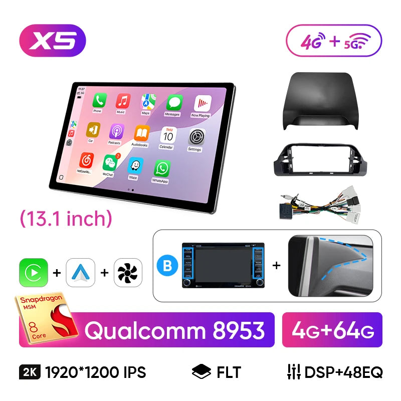 Ainavi 13.1 Inch For Toyota RAV4 2019 2020 2021 2023 2025 XA50 2K HDMI Car Radio CarPlay Android Auto Player 4G Car Multimedia