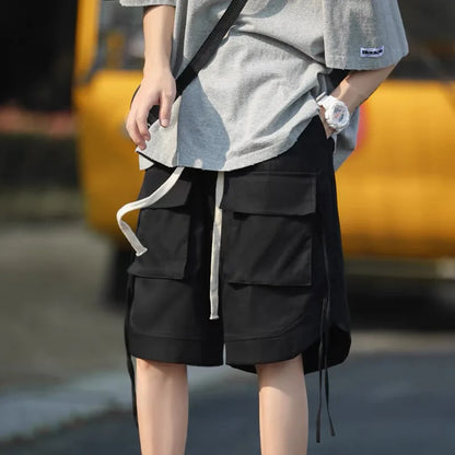 Men's Summer Casual Shorts Japanese City Boy Style Lightweight Workwear Loose Wide Leg Mid Length High Street Fashion