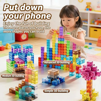 DIY Magnetic Building Blocks Transparent Square Toy Colorful Cubes Toy Construction Toy Assembly Toy for Children DIY Toys Gift