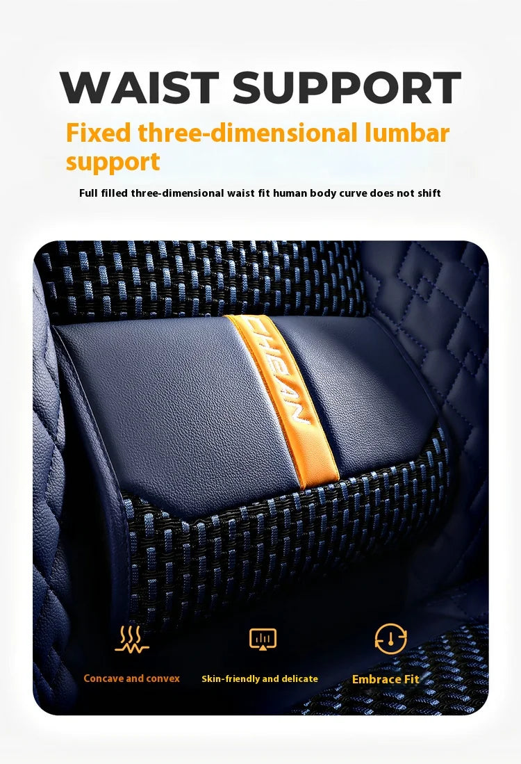 5-seat  car seat cover, new nappa leather ice silk fixed lumbar support, four-season universal, suitable for most cars