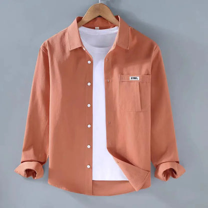 Retro Corduroy Long Sleeve Shirt Jacket Casual Men's Fashion Spring Autumn Loose Fit Youthful Trendy Button up Casual Shirt