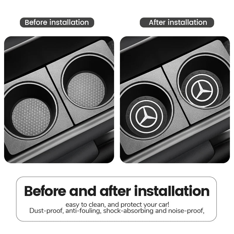 2Pcs Crystal Decoration Silicone Mat Car Water Cup Groove Anti-slip Pads For Mercedes Benz AMG Smart W205 C300 W203 W206 W108