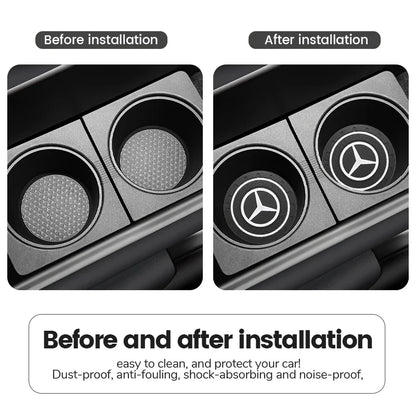 2Pcs Crystal Decoration Silicone Mat Car Water Cup Groove Anti-slip Pads For Mercedes Benz AMG Smart W205 C300 W203 W206 W108