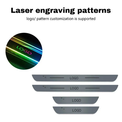 2/4pcs Car Customized Door Illuminated Sill Light Logo Projector Lamp USB Power Moving LED Welcome Pedal Scuff Plate Pedal Light