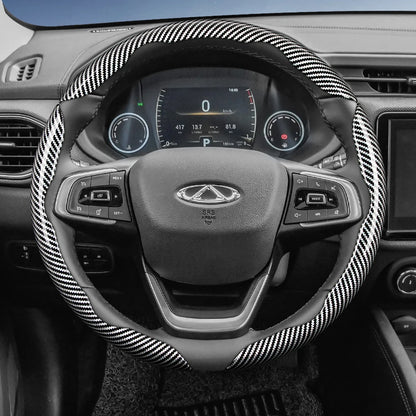 Suitable for Chery Carbon Fiber Texture Steering Wheel Cover with Segmented Quick-Release Design, Durable, for Models Such as Tiggo 2 3 4 7 8 9 Pro Max Csh Arrizo 6 Cross C5 J6 E5 Omoda 5 Gt Eq7