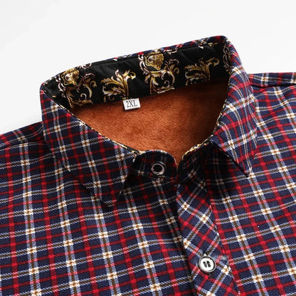 Winter Men's Fleece-lined Long Sleeve Shirt Business Casual Fashion Comfortable Non Ironing Versatile Top