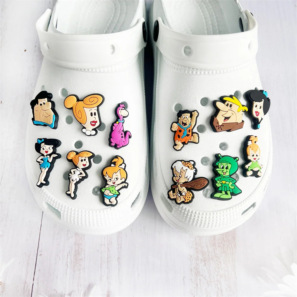 12-100Pcs Primitive Man Cartoon Shoe Charms For Slides Clog Sandals Shoes Decorations Accessories For Christmas Birthday Gifts