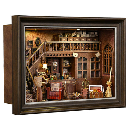 Book Nook Kit Secret Attic DIY 3D Wooden Puzzle Bookshelf Insert Dollhouse Model Bookend Building Home Decoration  Photo Frame