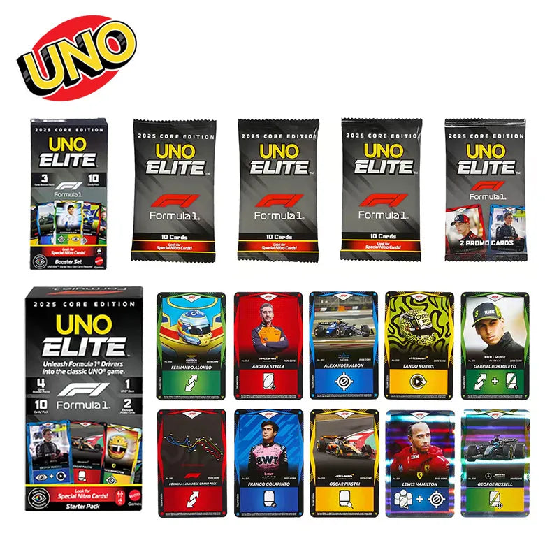 UNO Elite HotWheels F1 Racing Collector's Edition Card Game Premium Playing Cards Rare F1 Cars Designs Board Game Toy Gift