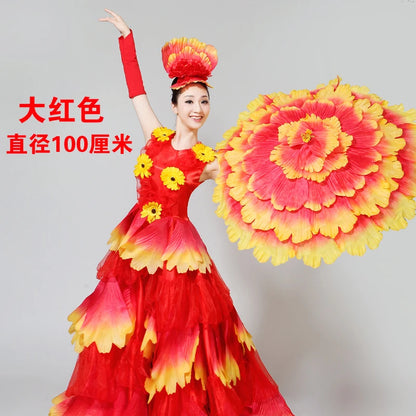 Dance Art Elegant Peony Flower Umbrella Fiber Umbrella Opening Dance Stage Performance Costume Props National Costume Stage Wear